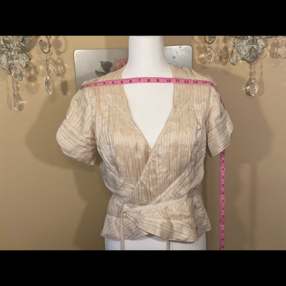 DVF Diane Von Furstenberg 100% Silk Cream Cross - Picture 12 of 14